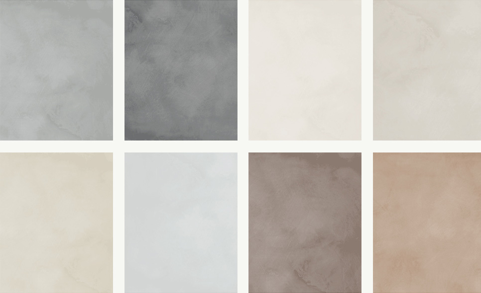 Colour-Sample-Creative-arsan-Microcement پوشش های میکروسمنت تنوع رنگی زیادی دارند